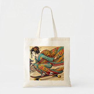Bolsa Tote Edo Beauty on Skateboard - Ukiyo-e Style