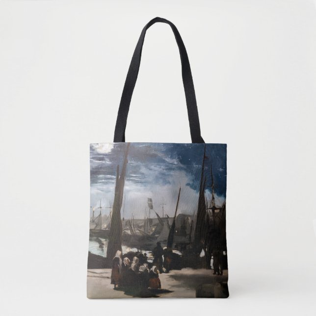 Bolsa Tote Edouard Manet - O Porto de Boulogne por Moonlight (Frente)