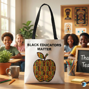 Bolsa Tote Educadores Negros Importam Tecido Kente Maçã Profe