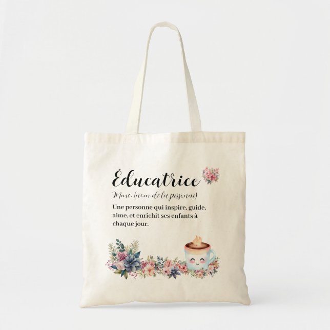 Bolsa Tote Éducatrice cusomizable french tote bag (Frente)