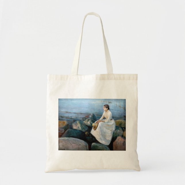 Bolsa Tote Edvard Munch - Noite de Verão, Inger na Praia (Frente)
