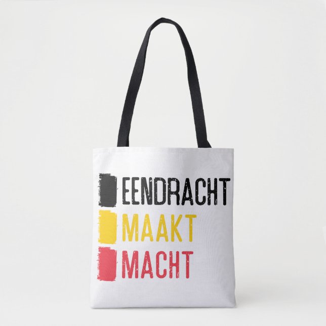 Bolsa Tote Eendracht Maakt Macht Bag, Motto Belga (Frente)