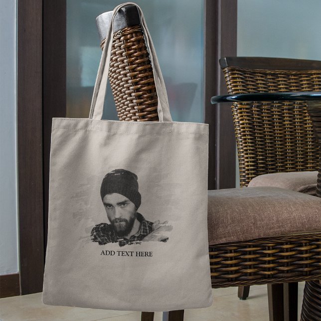 Bolsa Tote Efeito de Foto Gravada Personalizado Moderno (Criador carregado)