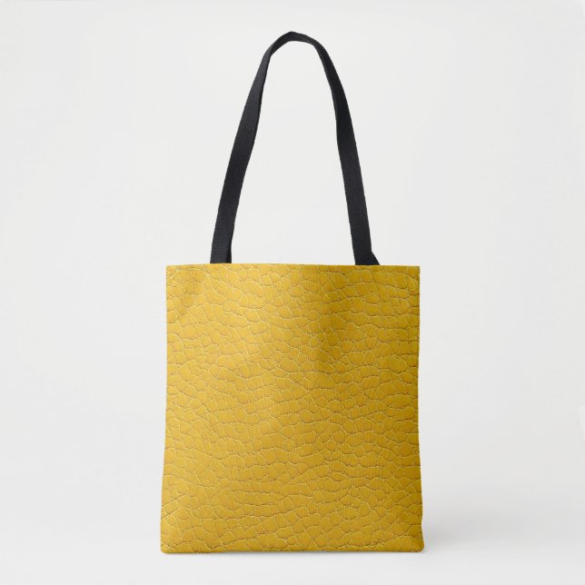 Bolsa Tote efeito de padrão de couro amarelo (Frente)