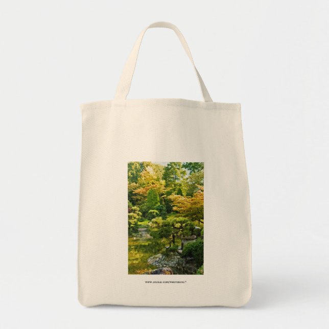 Bolsa Tote Efeito de Pintura de Jardim Japonês Paisagem (Frente)