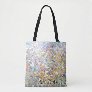 Bolsa Tote Efeito de Vidro Colorido Prismático - Arco-íris Pr