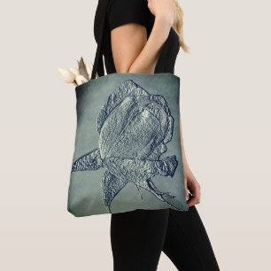 Bolsa Tote Efeito Esculpido Arte Flor Silver Rosebud