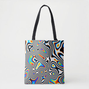 Bolsa Tote Efeitos digitais. Fundo de abstrato vibrante. Colo