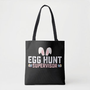 Bolsa Tote Egg Hunt Supervisor Engraçado Coelho da Páscoa