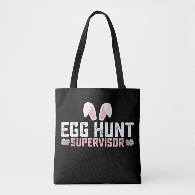 Bolsa Tote Egg Hunt Supervisor Engraçado Coelho da Páscoa (Frente)