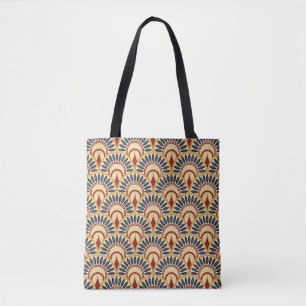 Bolsa Tote Egípcio Fish Scales: Motif Sem Costura.