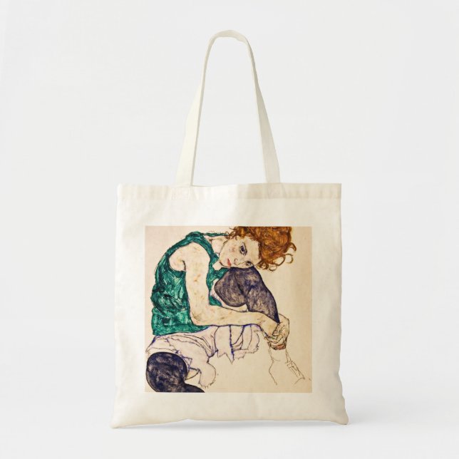 Bolsa Tote Egon Schiele - mulher assentada com os pés (Frente)