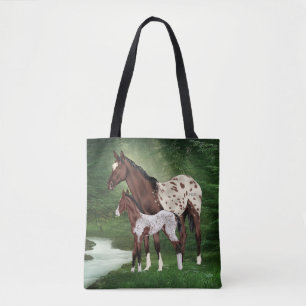Bolsa Tote Égua e potro de cavalo Appaloosa