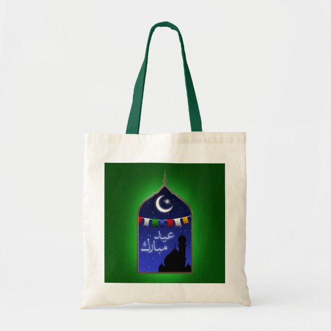 Bolsa Tote Eid Mubarak Garland Moon (Frente)