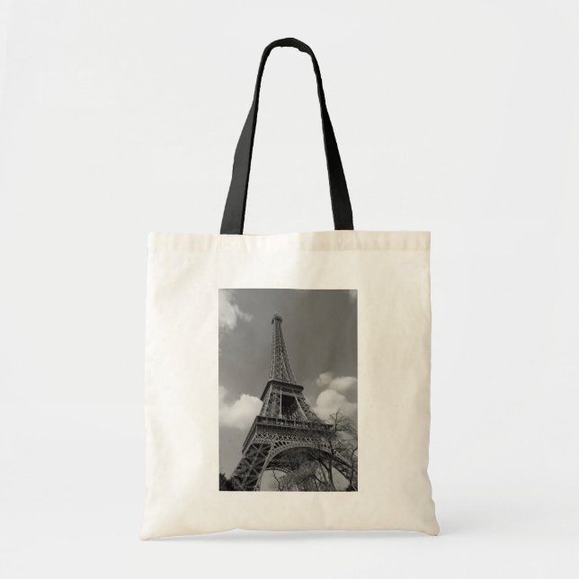 Bolsa Tote Eiffel nebuloso em preto e branco, 2015 (Frente)