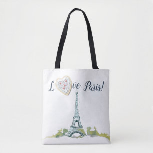 Bolsa Tote Eiffel Tower Ink Sketch Love Paris With Heart