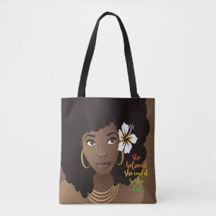 Bolsa Tote Ela Acreditava Que Podia, Mulher Negra, Flor, Marr
