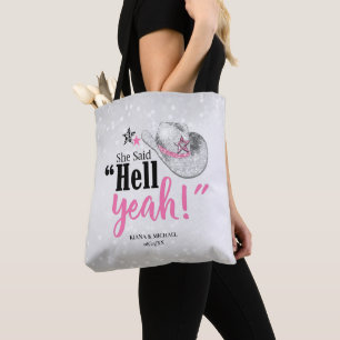 Bolsa Tote Ela Disse "Inferno Sim" Cowgirl Hat ID927