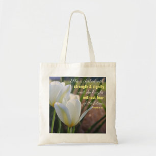 Bolsa Tote Ela está vestida - Proverbs 31:25 floral