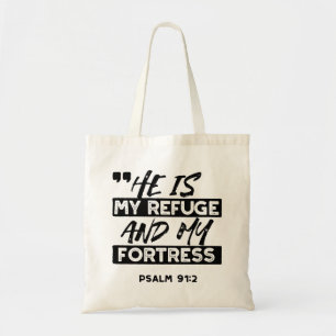 Bolsa Tote Ele é meu refúgio e minha fortaleza - Bíblia Salm