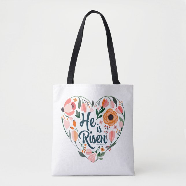 Bolsa Tote Ele é Risen Boho Christian Heart Motif Inspiração (Frente)