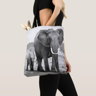 Bolsa Tote Elefante africano & vitelas Kenya, África