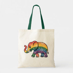 Bolsa Tote Elefante arco-íris