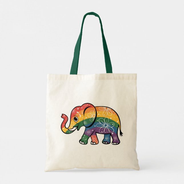 Bolsa Tote Elefante arco-íris (Verso)