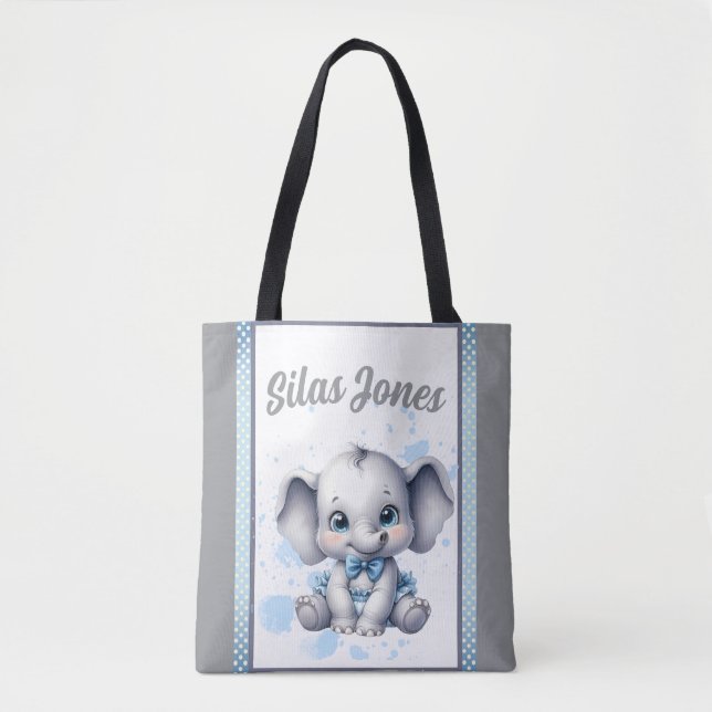 Bolsa Tote Elefante Azul Cutie - Pequeno amendoim (Frente)