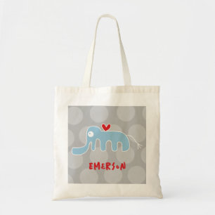 Bolsa Tote Elefante Azul de Desenho Animado Divertido Menino 