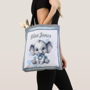 Bolsa Tote Elefante Azul Fofo - Amendoimzinho 
