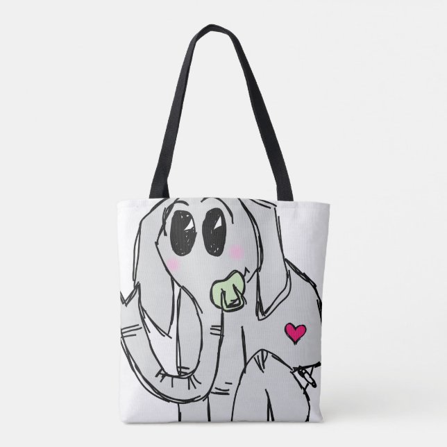 Bolsa Tote elefante bebê (Verso)