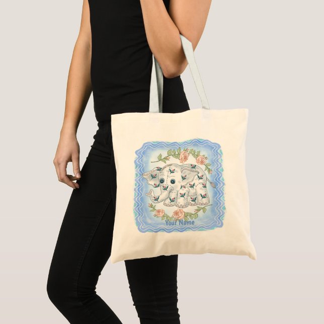 Bolsa tote Elefante Bebê Azul (Frente (produto))
