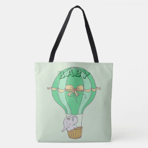 Bolsa Tote Elefante Bebê Voando em Balão Gênero Neutro