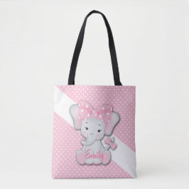 Bolsa Tote Elefante bonitinho de desenho animado em polca bra