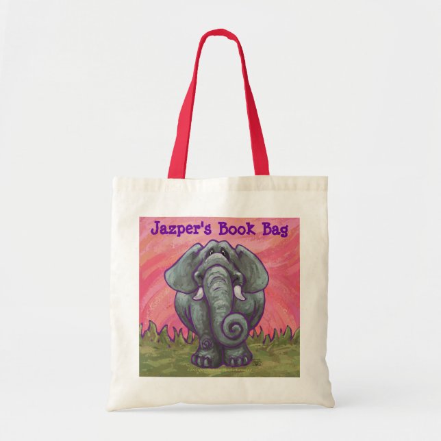 Bolsa Tote Elefante bonito saco de livro personalizado (Frente)