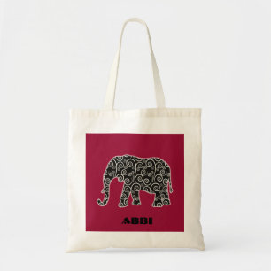 Bolsa Tote Elefante branco e preto personalizado