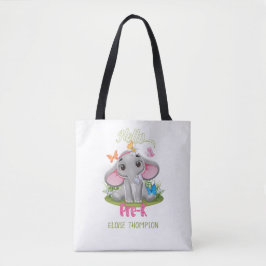 Bolsa Tote Elefante Butterfly Pré-K 1rua dia de volta à escol