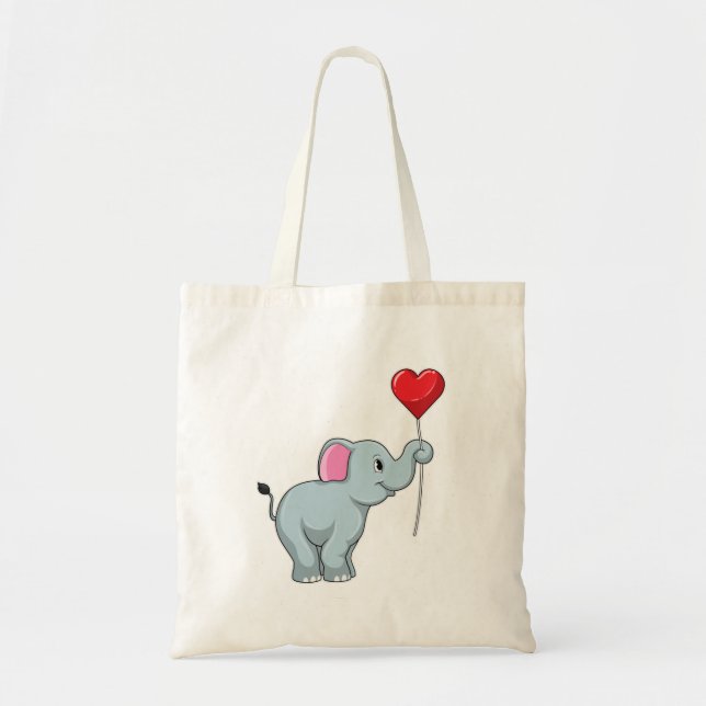 Bolsa Tote Elefante com balão de coração (Frente)
