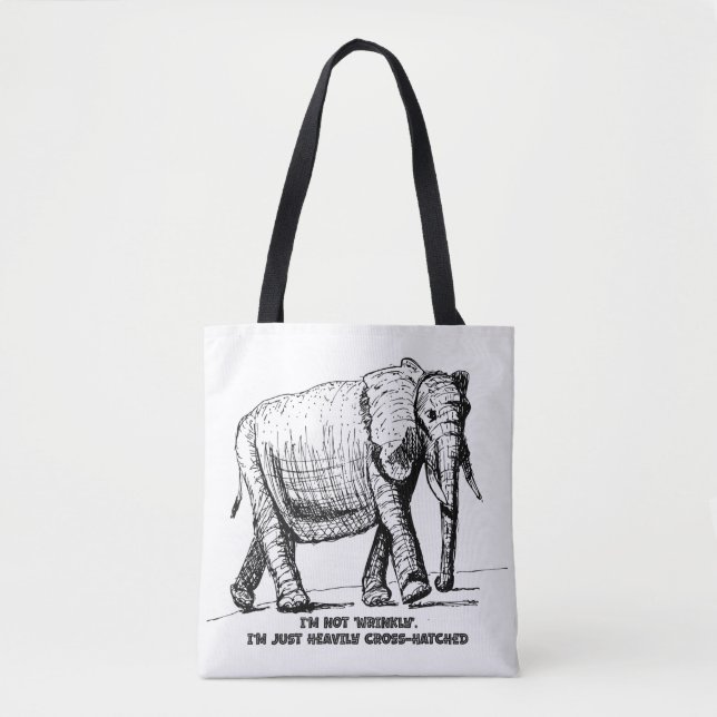 Bolsa Tote Elefante com Cruzamento Pesado de Linhas (Frente)