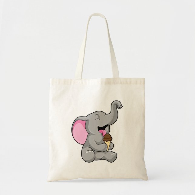 Bolsa Tote Elefante com sorvete de Waffle Chocolate (Frente)