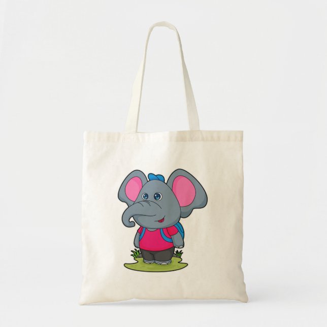 Bolsa Tote Elefante como Hiker com mochila (Frente)