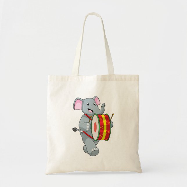 Bolsa Tote Elefante como músico com tambor (Frente)