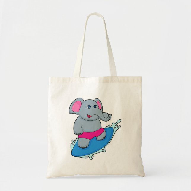 Bolsa Tote Elefante como surfista com surfboard (Frente)