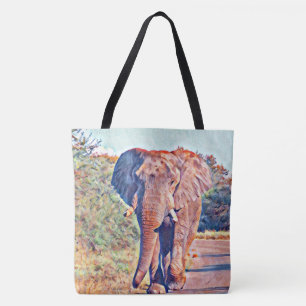 Bolsa Tote elefante do aquarell