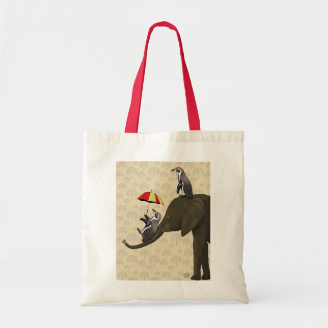 Bolsa Tote Elefante e pinguins (Frente)