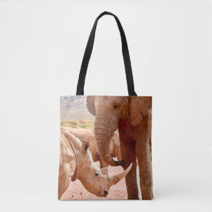 BOLSA TOTE ELEFANTE E RHINO NÃO GOSTAM UM DO OUTRO