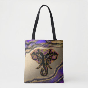 Bolsa Tote Elefante Elegante com Fundo Geode