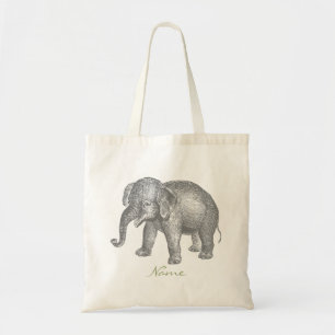 Bolsa Tote Elefante feliz do bebê do vintage