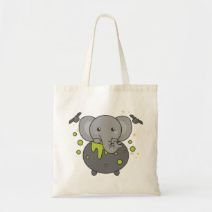 Bolsa Tote Elefante Feliz Halloween Cauldron Bat Tote Bag